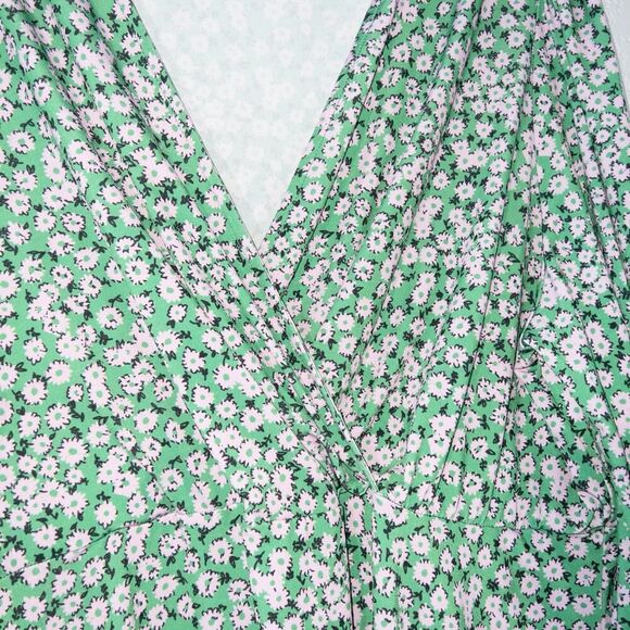 ASOS Curve Green Floral Mini Tea Dress‎ Size 22 - Picture 3 of 8